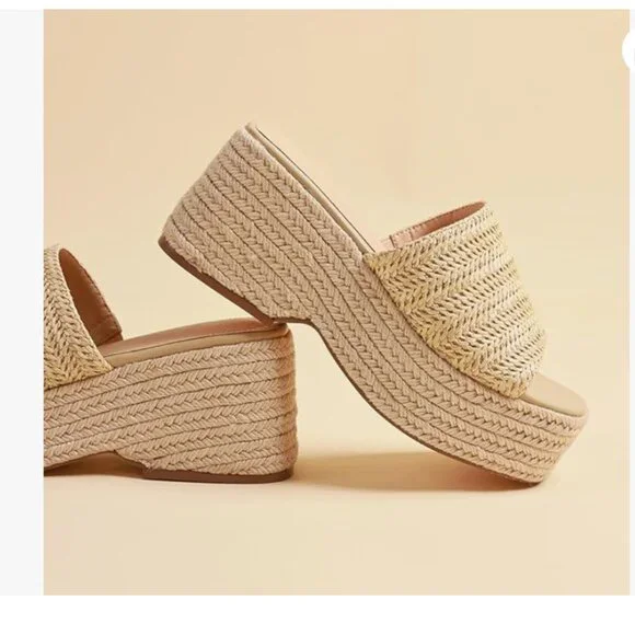 Platform Slip on Espadrille Sandals - Picture 1 of 5